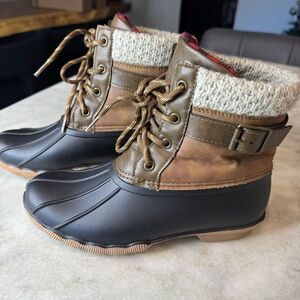 Alpine Woods Sweater Cuff Plaid Lined Duck Boots